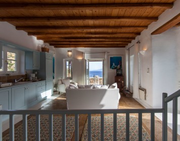 Good morning Mykonos! Wake up with a bed view to the sea and to the nearby island.