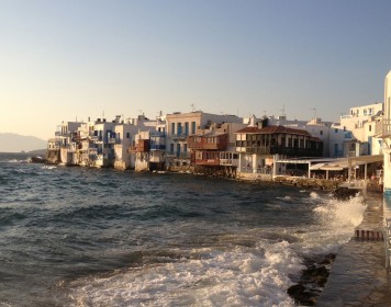 View the sunset from the Venice quarter of Mykonos town
