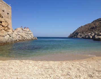 Enjoy a hidden, small beach in a bay protected from the winds