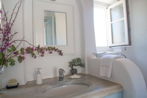 The bathroom of the upper bedroom in the pool house